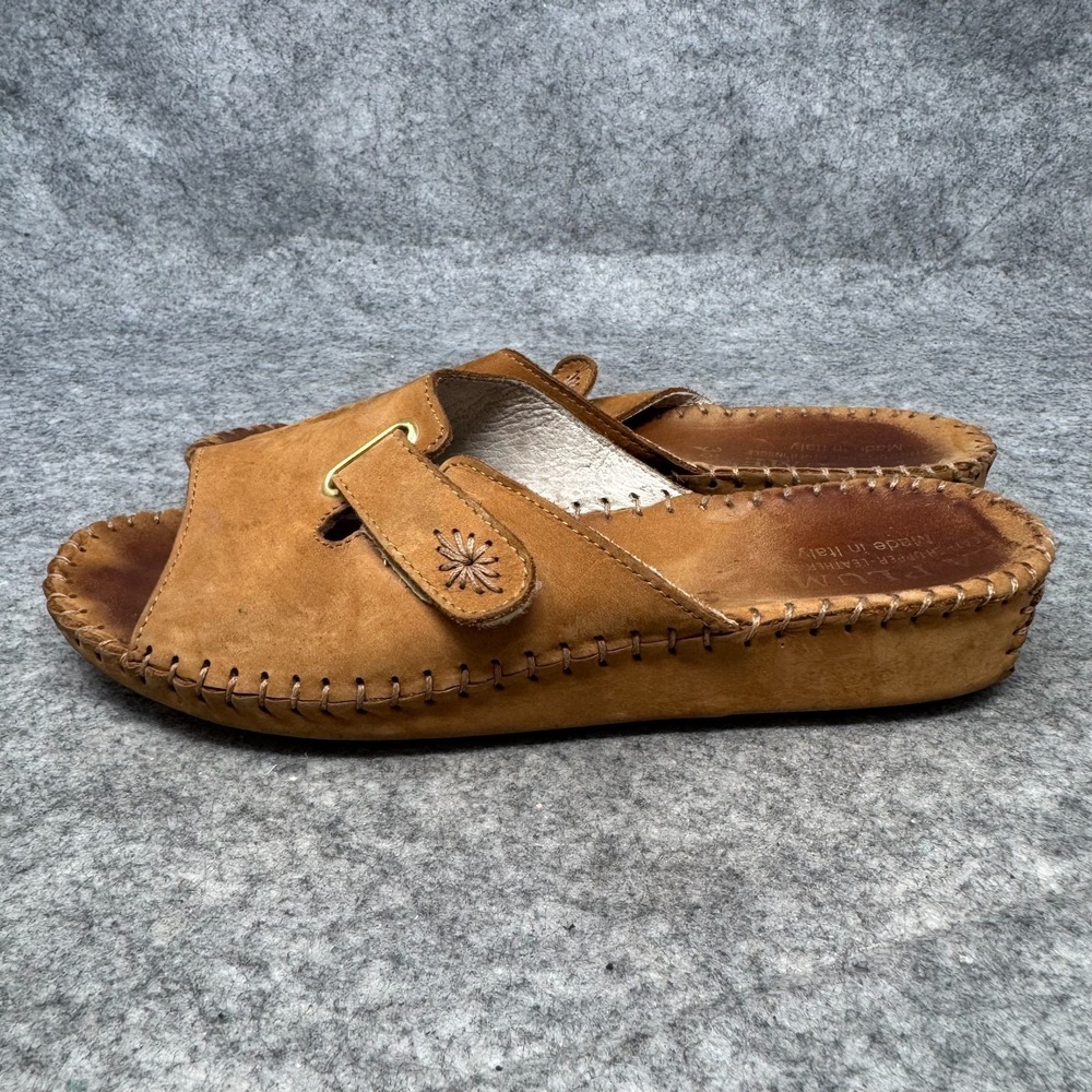 La Plume Womens Ergonomic Sandals Size EU 38 Made In Italy Tan Leather Boho